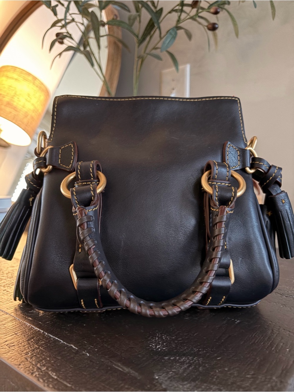 Dooney & Bourke Navy Florentine Leather Nano Satchel - Picture 5 of 10